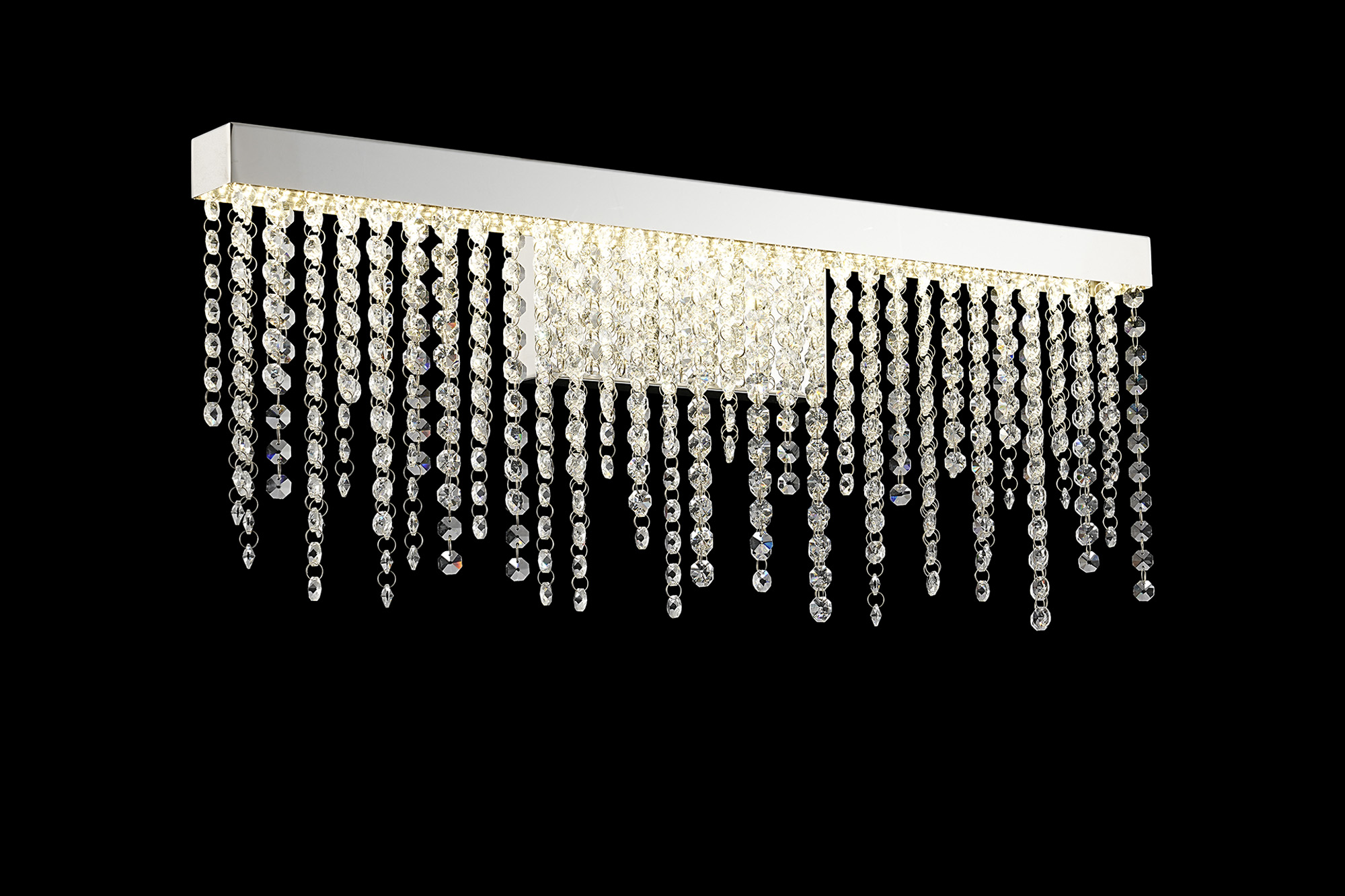 Bano Polished Chrome Crystal Wall Lights Diyas Flush Crystal Wall Lights
